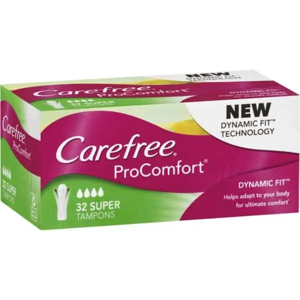 carefree procomfort tampons super 32 pack