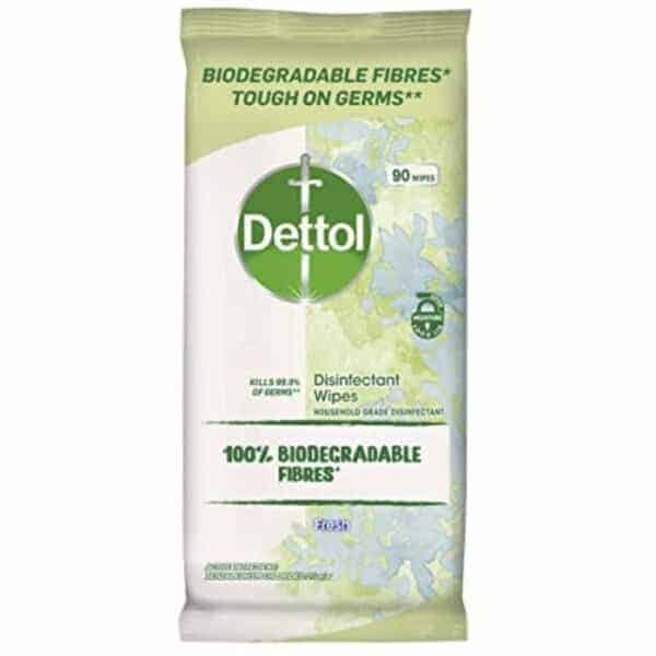 dettol biodegradable disinfectant cleaning wipes fresh 90 pack