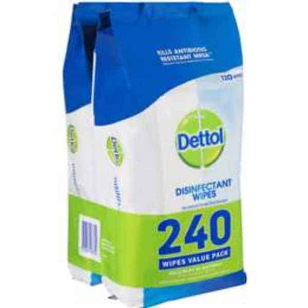 dettol disinfectant surface wipes fresh 240 pack