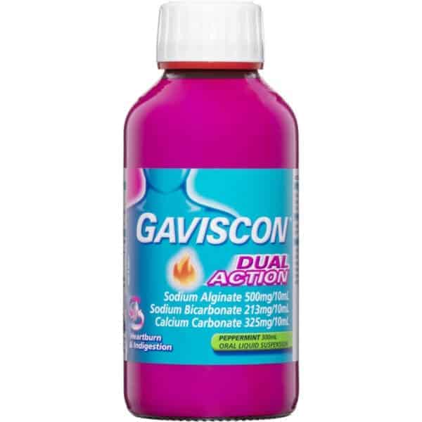 gaviscon dual action heartburn indigestion liquid peppermint 300ml