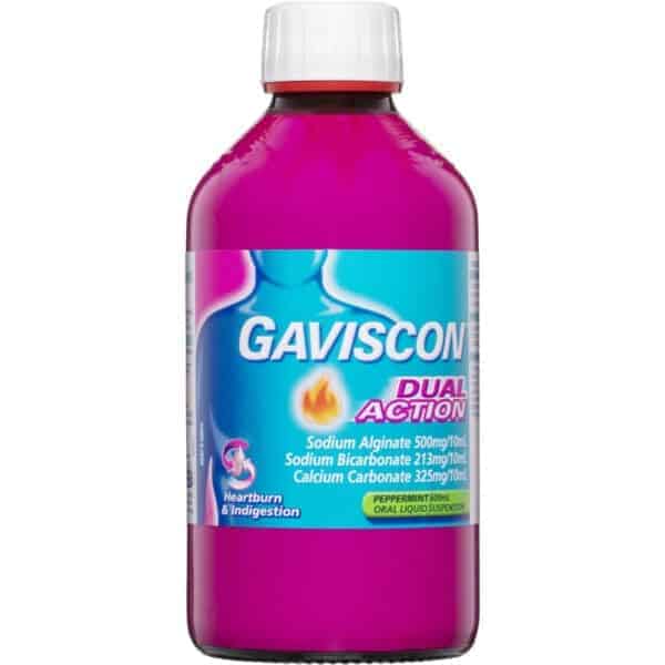 gaviscon dual action heartburn indigestion liquid peppermint 600ml
