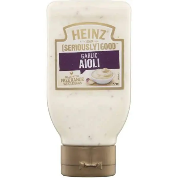 heinz seriously good mayonnaise garlic aioli mayo 295ml