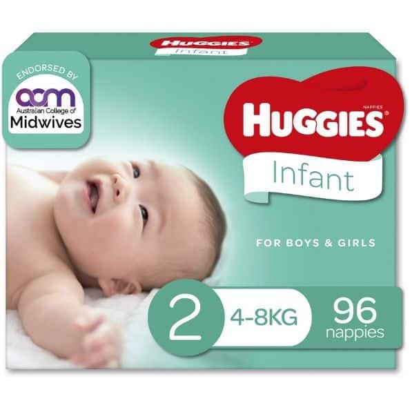 huggies infant size 2 unisex 96 nappies jumbo pack