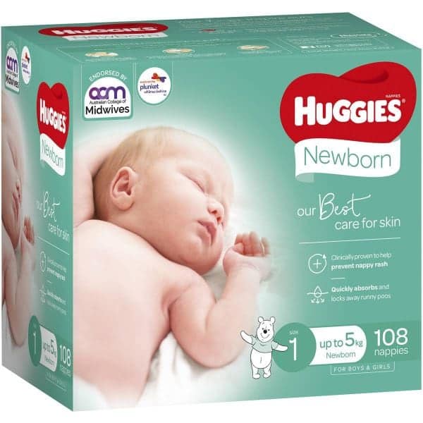 huggies nappies newborn jumbo 108 pack