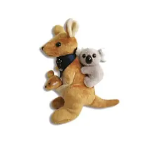 plush kangaroo with joey and koala