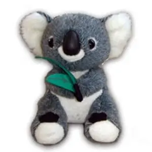 small plush koala with leaf