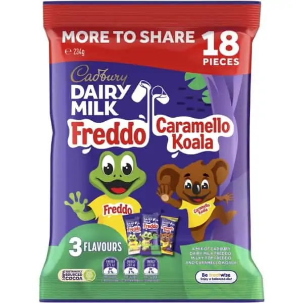 cadbury dairy milk freddo caramello koala mixed large sharepack 18 pack