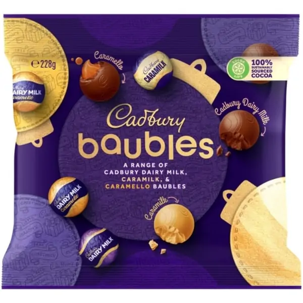 cadbury mixed baubles 228g
