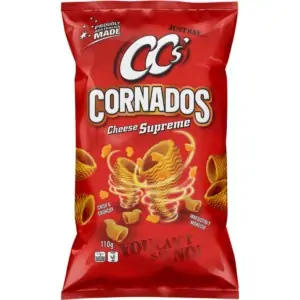 cc cornados corn chips cheese supreme 110g