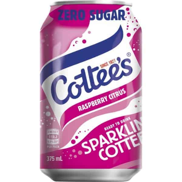 cottee sparkling raspberry citrus can 375ml