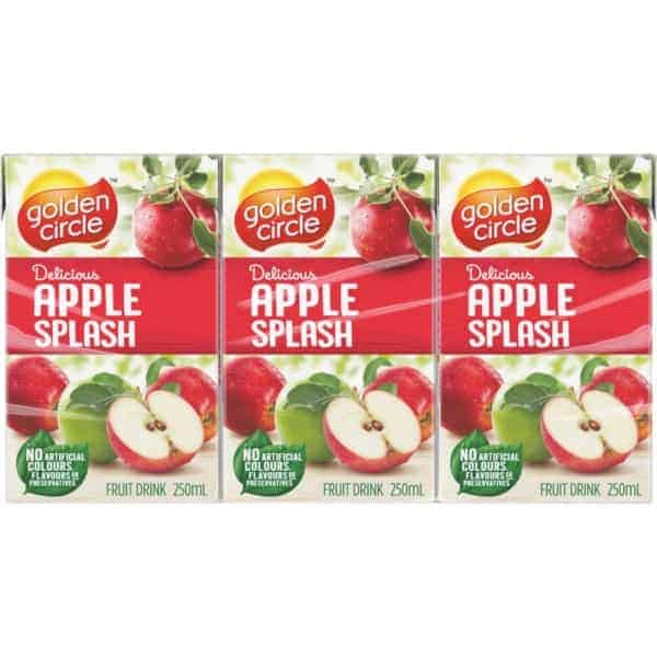 golden circle fruit drinks lunch box poppers multipack apple splash 250ml x6 pack