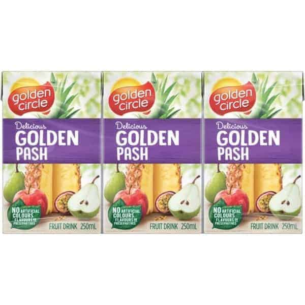 golden circle fruit drinks lunch box poppers multipack golden pash 250ml x6 pack