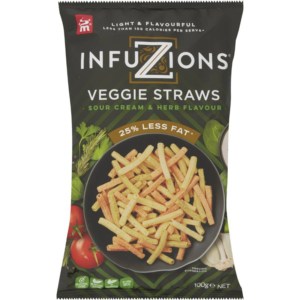 infuzions veggie straws sour cream herb flavour 100g