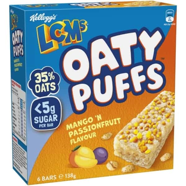 kellogg lcms oaty puffs mango n passionfruit flavour 6 pack