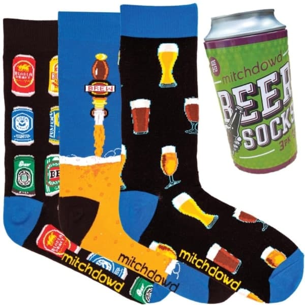 men beer can socks 3 pack