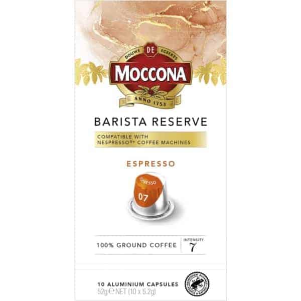 moccona barista reserve coffee capsules espresso 7 10 pack