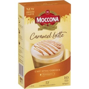 moccona coffee sachets caramel latte 10 pack