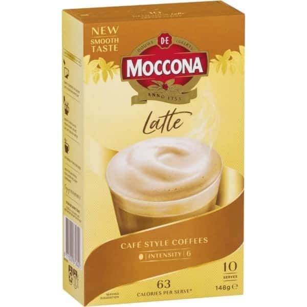 moccona coffee sachets latte 10 pack