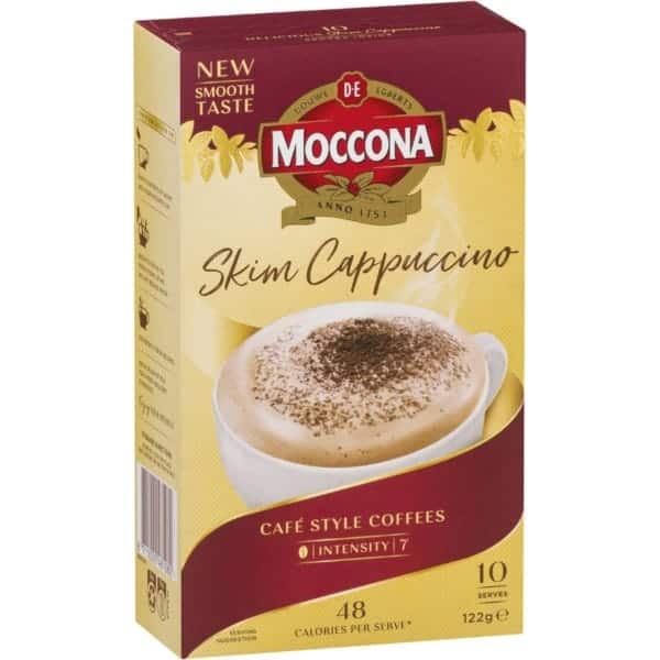 moccona coffee sachets skim cappuccino 10 pack