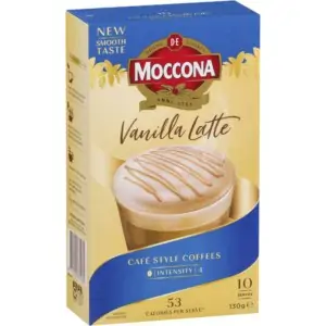 moccona coffee sachets vanilla latte 10 pack