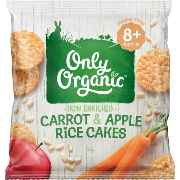 only organic carrot apple rice cakes 20g