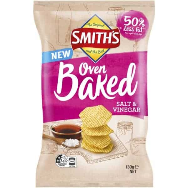smith oven baked salt vinegar chips 130g
