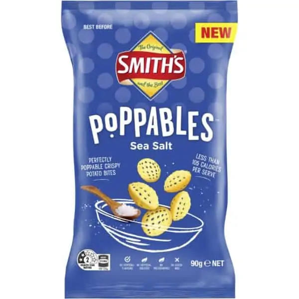 smith poppables potato snacks sea salt 90g