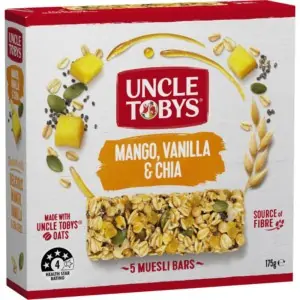 uncle tobys mango vanilla chia muesli bar 5 pack