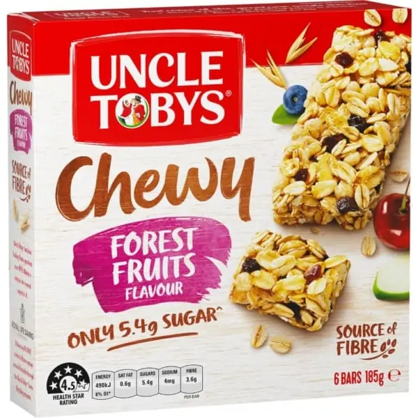 uncle tobys muesli bars chewy forest fruits 6 pack