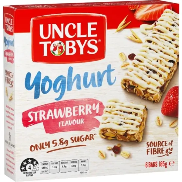 uncle tobys muesli bars yoghurt strawberry 6 pack