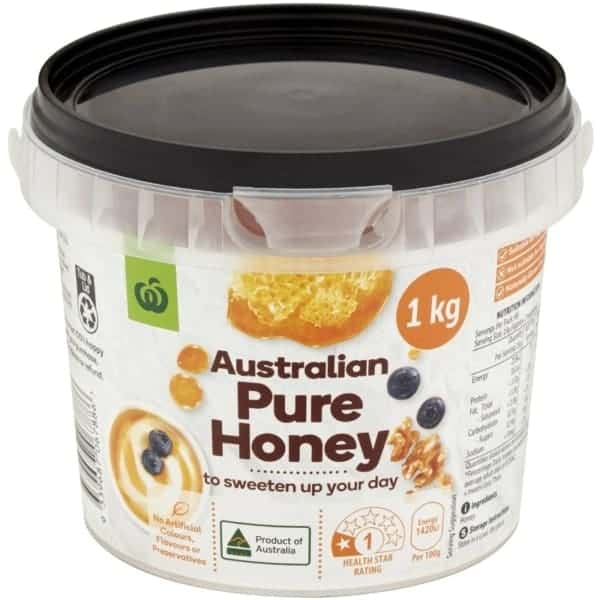 woolworths pure australian honey pail 1kg