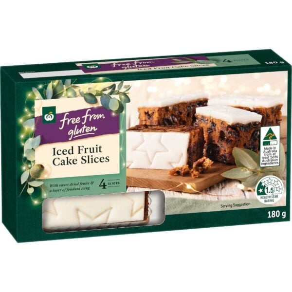 Gluten Free Iced Fruit Cake Slices 4 pack