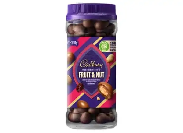 cadbury chocolate fruit nut jar 310g