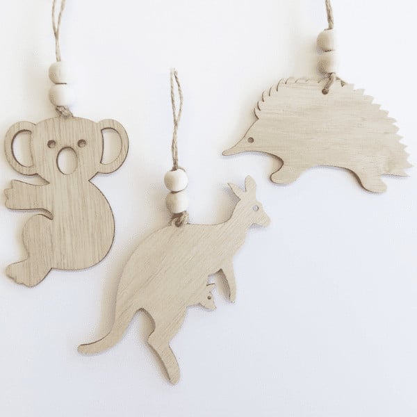 wooden aussie animal ornament set