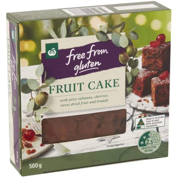 woolworths free from gluten fruit cake 500g