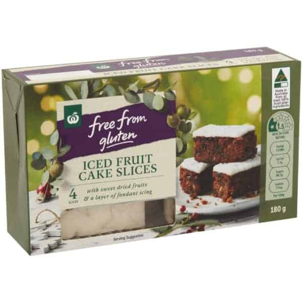 woolworths free from gluten iced fruit cake 4 pack