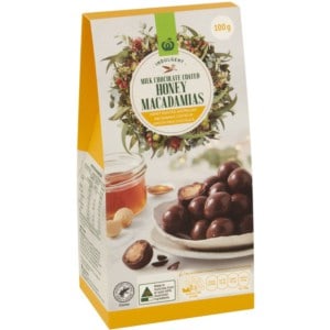 woolworths milk chocolate honey macadamias 100g