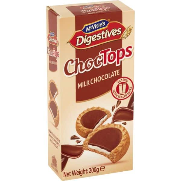 mcvities digestives choc tops milk chocolate biscuits 200g