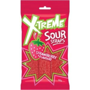 x treme sour straps 160g strawberry