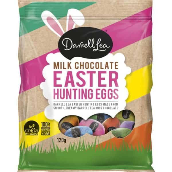 darrell lea milk chocolate easter hunting eggs 120g