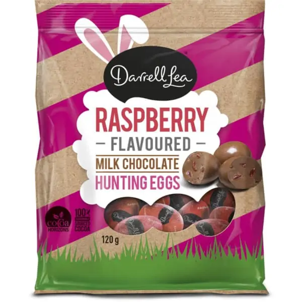darrell lea raspberry flavoured milk chocolate easter egg bag 120g