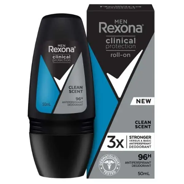 rexona men clinical protection antiperspirant deodorant roll on clean 50 ml