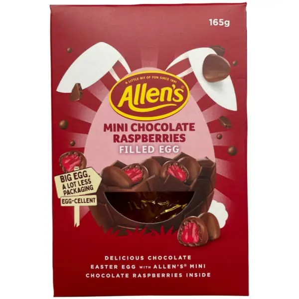 allens bites chocolate raspberry easter gift box 165g