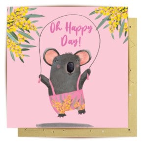 greeting card jumping for joy