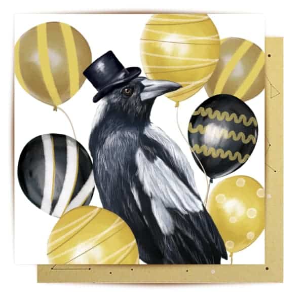 greeting card magpie balloons