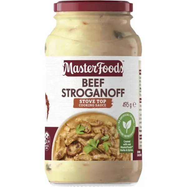 masterfoods beef stroganoff simmer sauce 495g