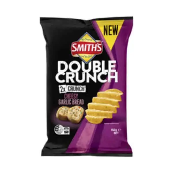 smith double crunch cheesy garlic bread potato chips