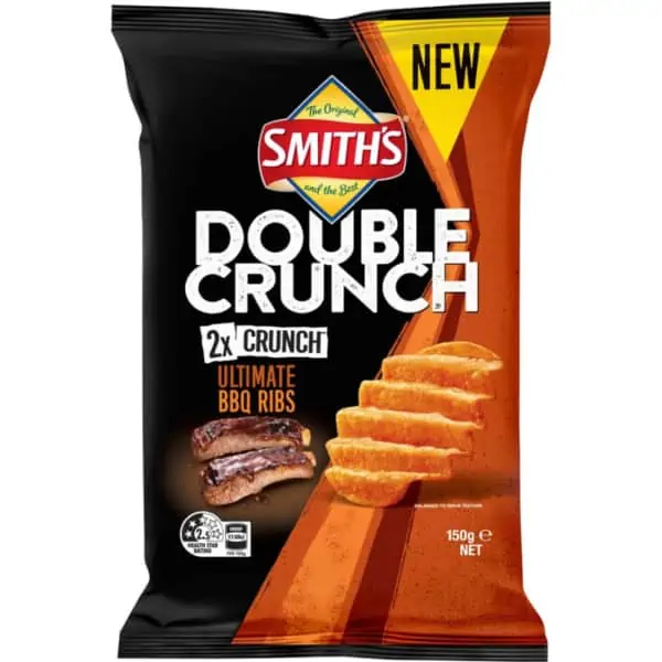smith double crunch potato chips ultimate bbq ribs 150g