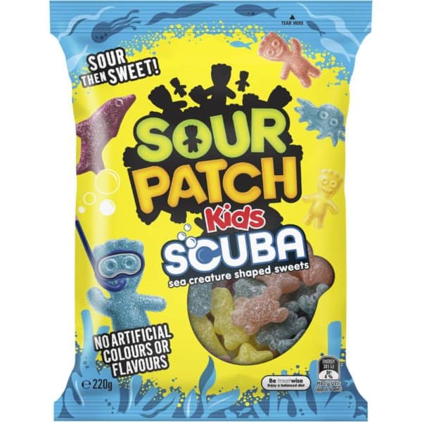 sour patch kids scuba sea creatures shapes sweets 220g