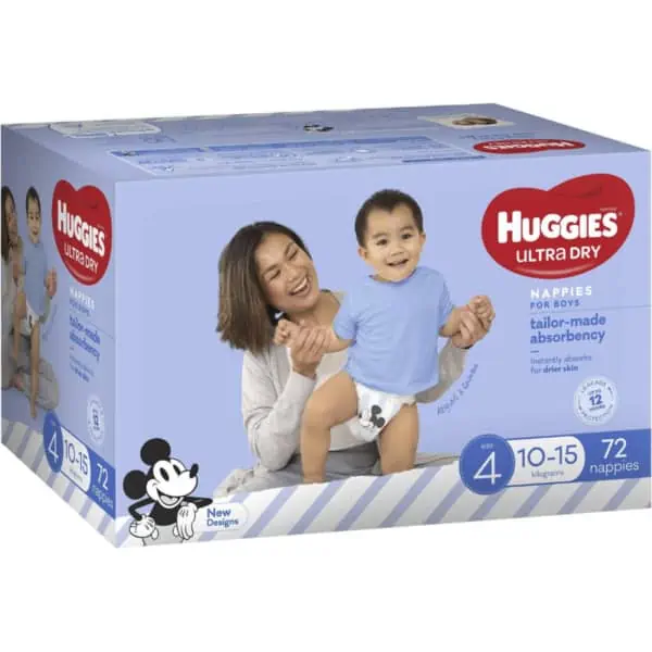 Huggies Ultra Dry Nappies Toddler 10 15kg Boy 72 Pack